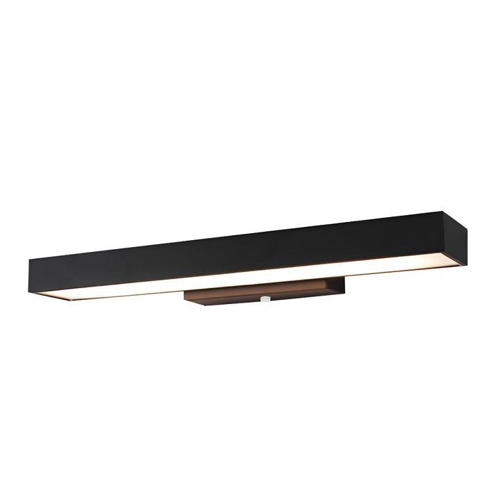 Contemporary black LED wall light with integrated motion sensor, perfect for outdoor security and modern aesthetics.