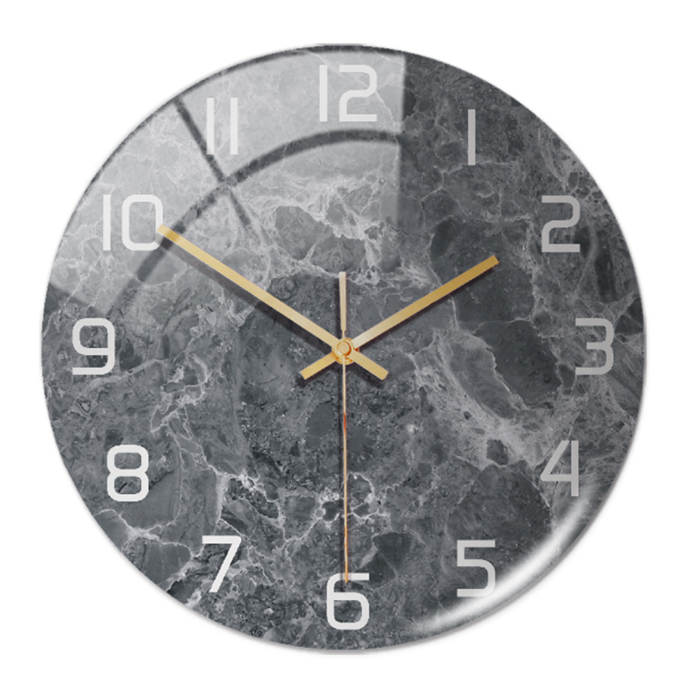 Upscale marble wall clock, modern living room decor, silent design, an elegant home timepiece.