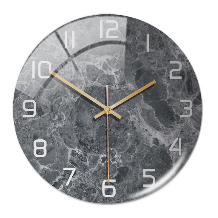 Upscale marble wall clock, modern living room decor, silent design, an elegant home timepiece.
