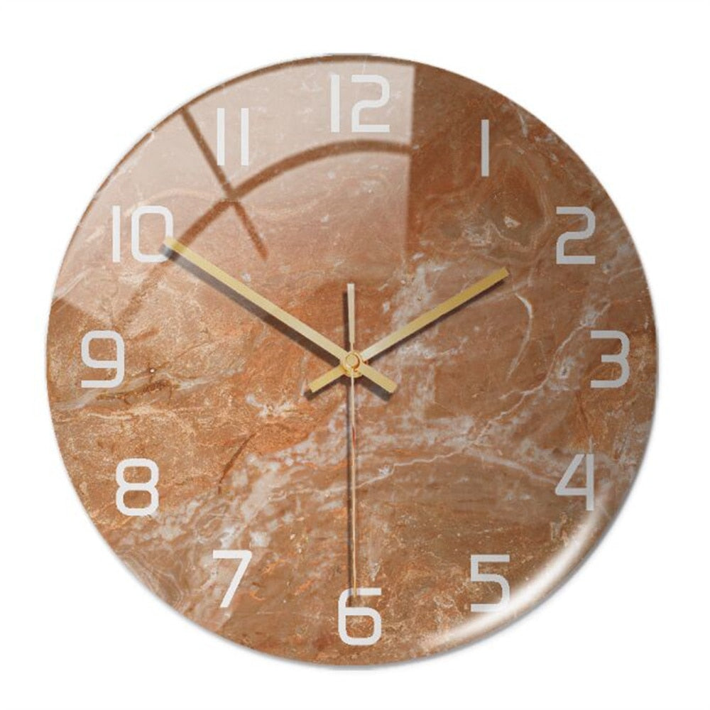 Elegant office decor: a modern marble wall clock, silent and sleek, enhances any professional space.