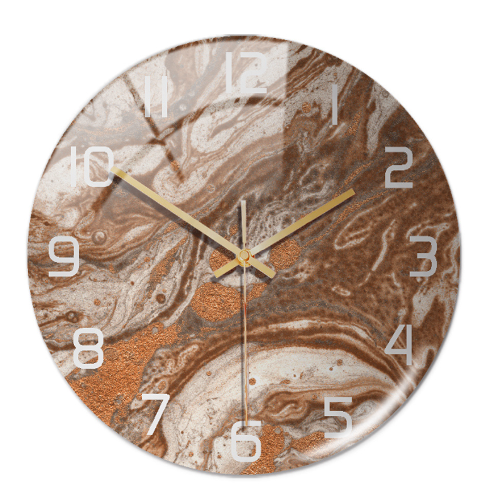 Marble pattern wall clock, modern and silent, perfect office accessory for a refined work environment.