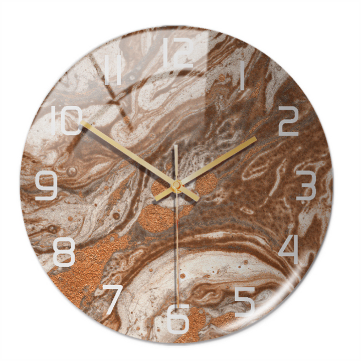 Marble pattern wall clock, modern and silent, perfect office accessory for a refined work environment.