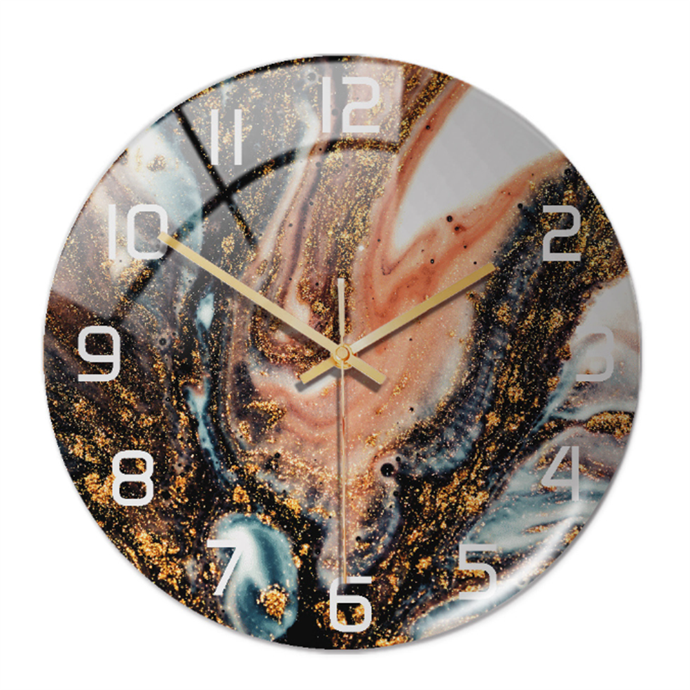 Contemporary office wall clock, marble design, silent operation, stylish addition to professional decor.