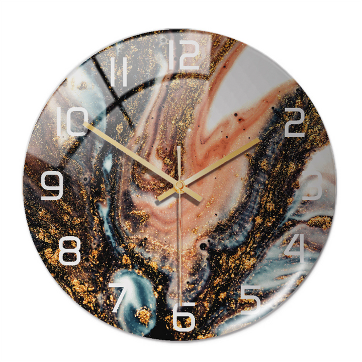 Contemporary office wall clock, marble design, silent operation, stylish addition to professional decor.