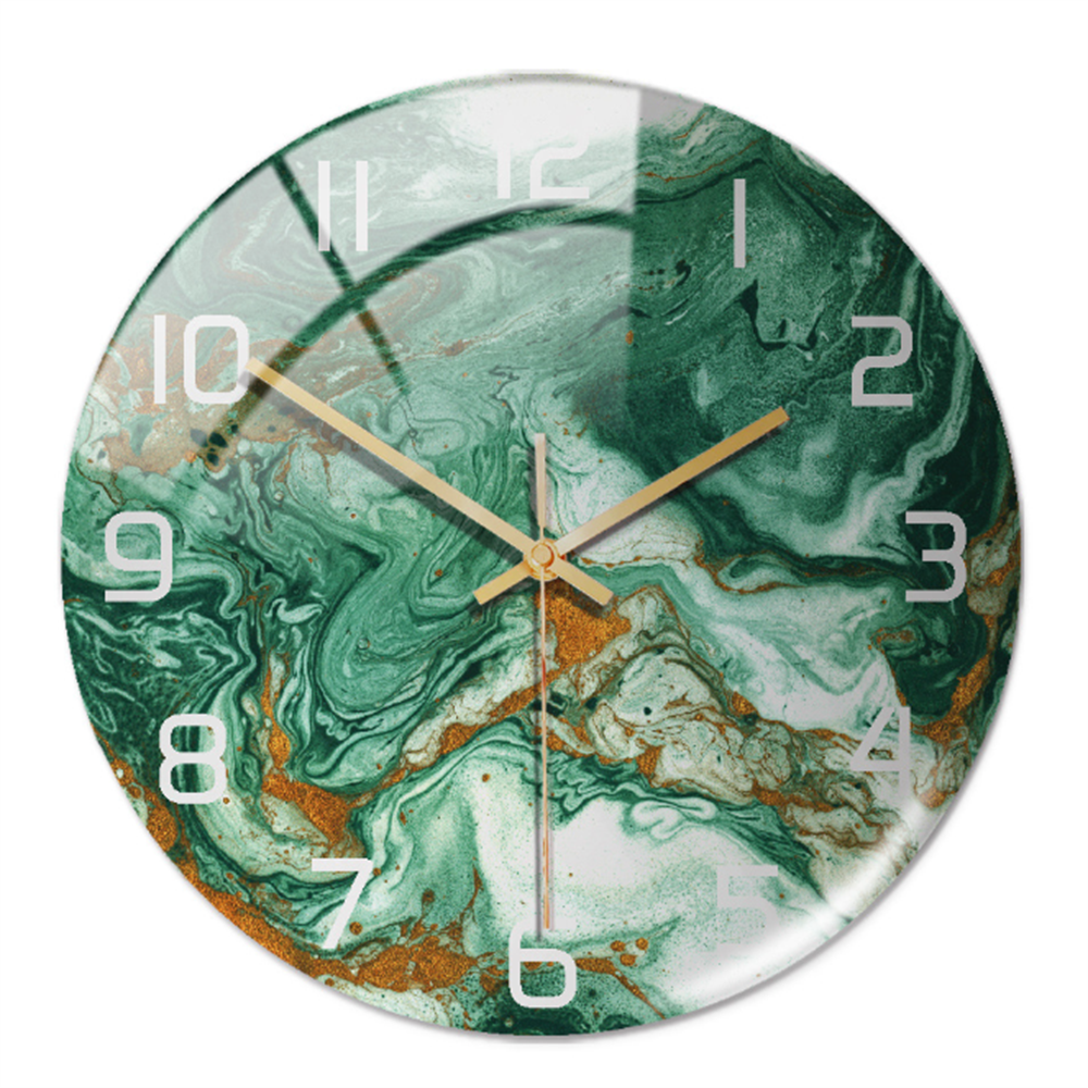 Elegant bedroom clock, modern marble style wall decor, silent operation for an undisturbed sleep.