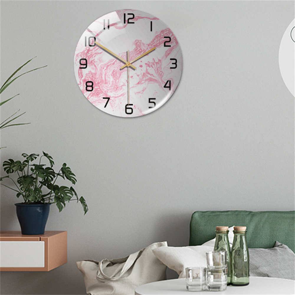 Modern marble timepiece, silent and elegant, ideal bedroom decor for a tranquil living space.