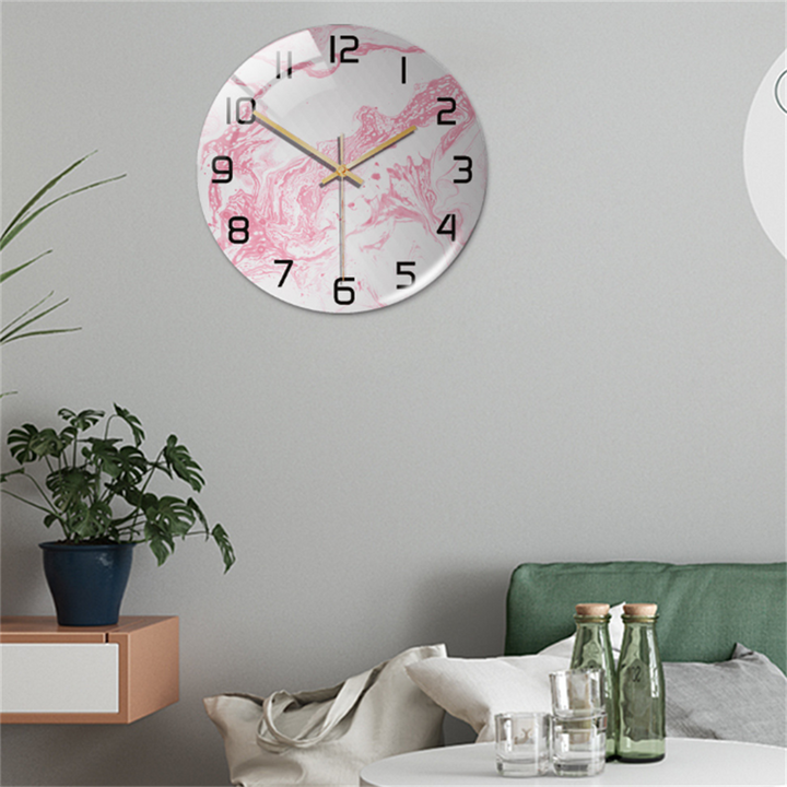 Modern marble timepiece, silent and elegant, ideal bedroom decor for a tranquil living space.