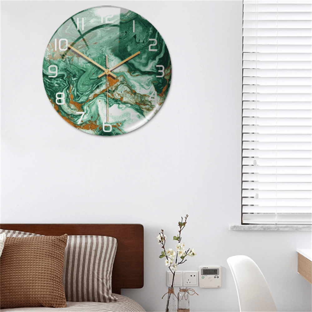 Decorative silent clock, modern marble pattern, elegant home decor for living room, office, or bedroom.
