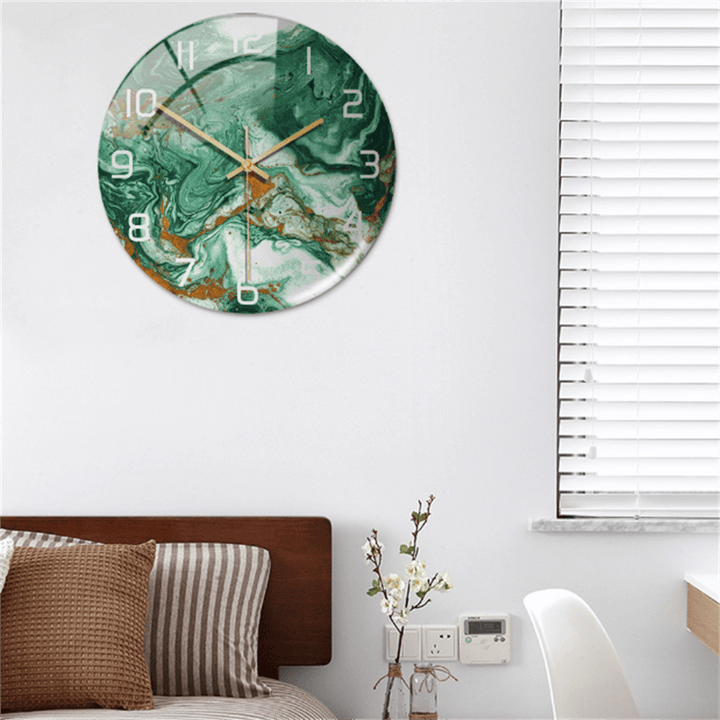 Decorative silent clock, modern marble pattern, elegant home decor for living room, office, or bedroom.