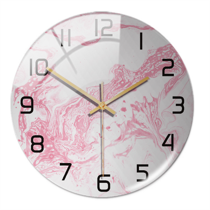 Contemporary marble wall clock, decorative and silent, ideal for upscale living room decor.