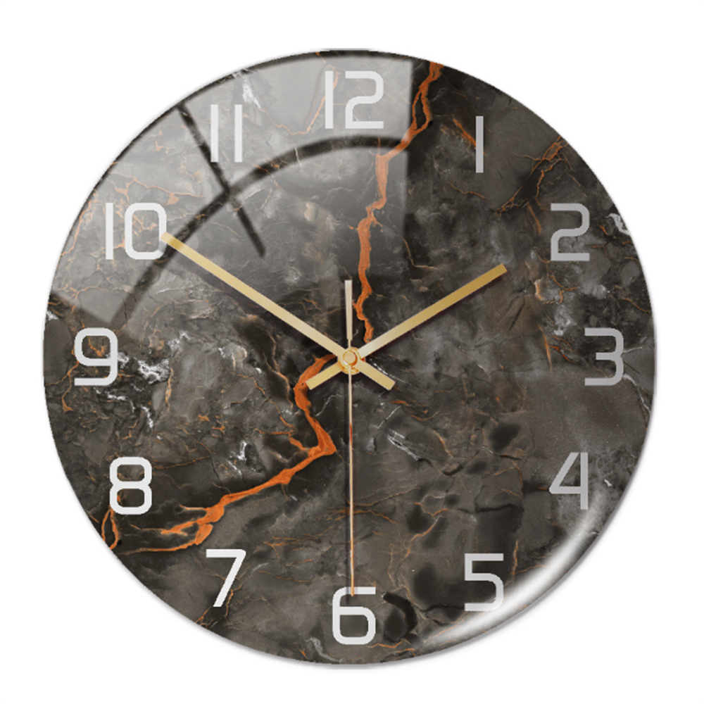 Chic marble wall clock, modern design for living room decor, a silent & elegant timepiece.