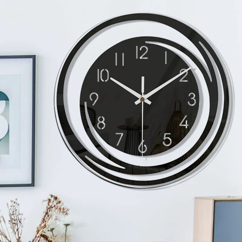 Elegant black wall clock, a silent contemporary timepiece with a sleek minimalist design.