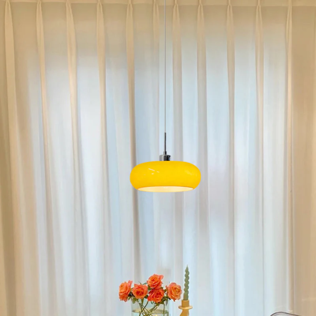 Adjustable height RadianceOrb modern round LED pendant light. Contemporary design for versatile indoor decor.