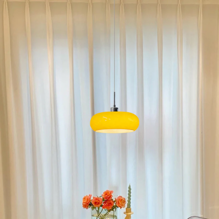 Adjustable height RadianceOrb modern round LED pendant light. Contemporary design for versatile indoor decor.