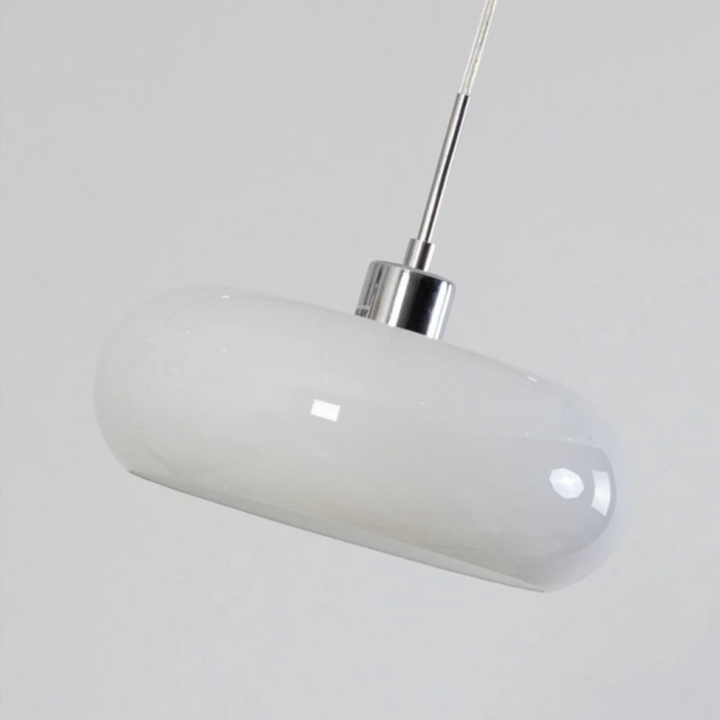 Warm white RadianceOrb LED pendant light. Creates cozy ambiance in modern living rooms & bedrooms.
