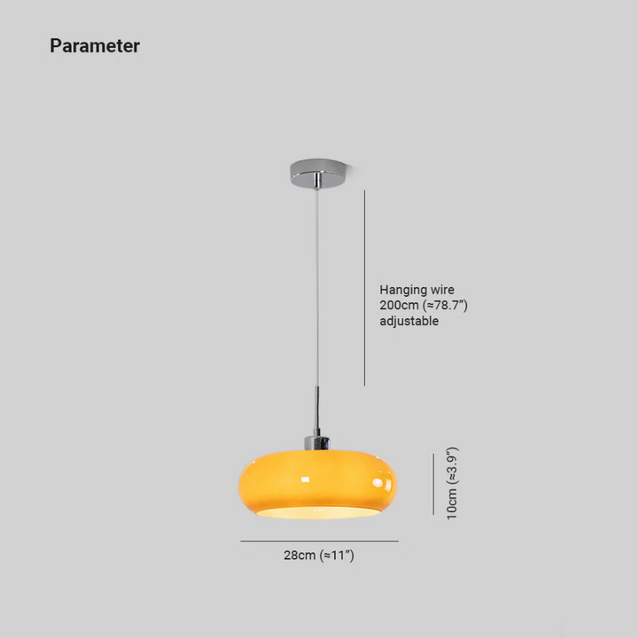 Orange RadianceOrb round LED pendant light. Bold modern design, unique home decor for contemporary homes.