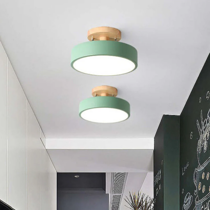 Contemporary Nova round LED ceiling light, 3-color adjustable, for chic modern home interior design.