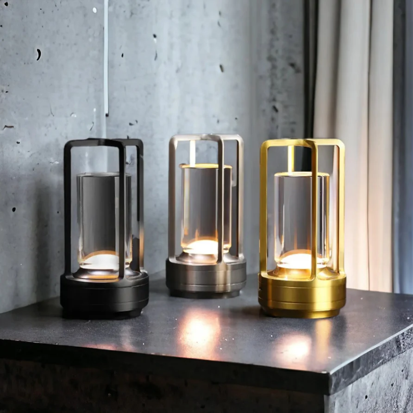 Elegant silver wireless LED lamp, perfect for modern Scandinavian-inspired desk lighting