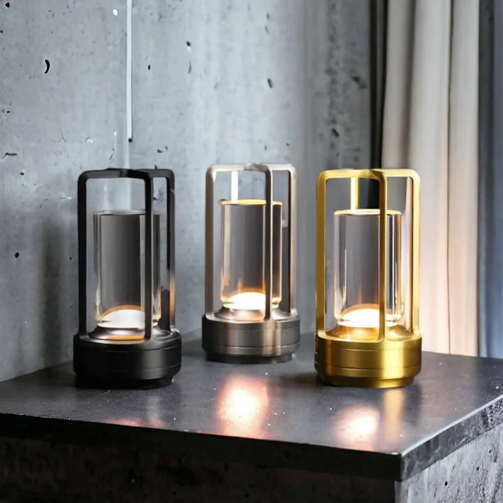 Elegant silver wireless LED lamp, perfect for modern Scandinavian-inspired desk lighting