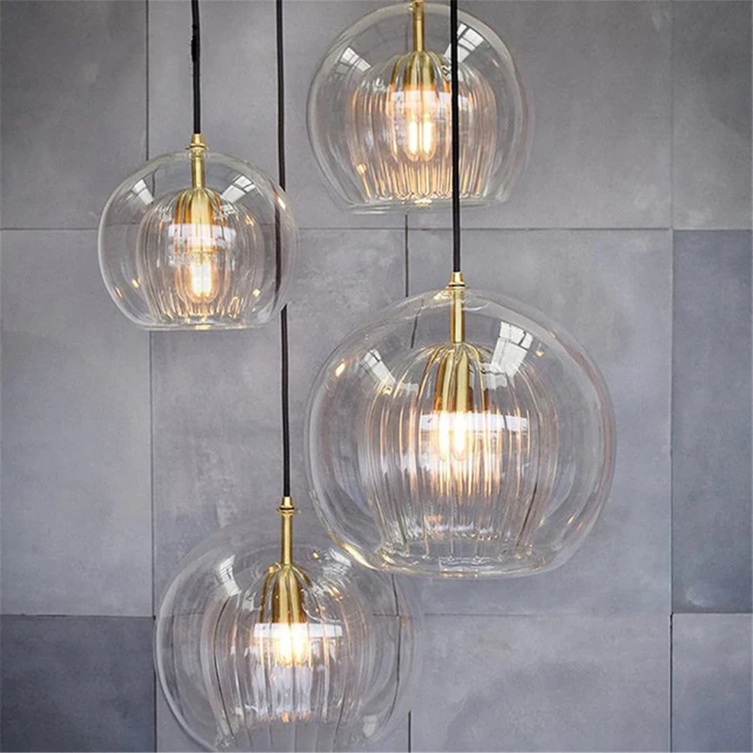 Spherical LED hanging light, Aurora Sphere, with adjustable cable for stylish interiors.
