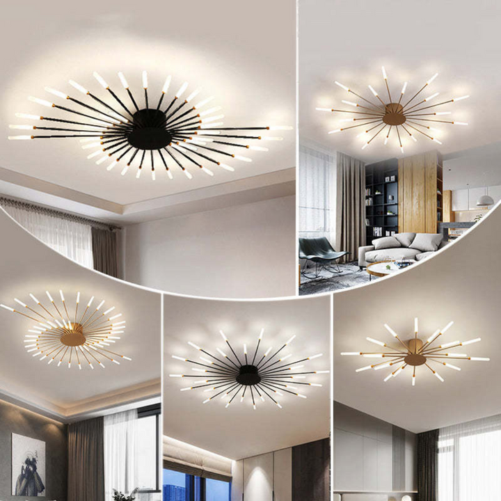 Black modern LED lamp, bright & energy-efficient, perfect contemporary ceiling lighting solution.