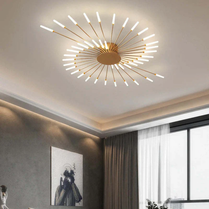 Modern LED ceiling lamp, energy-efficient, provides bright universal white light for any room.