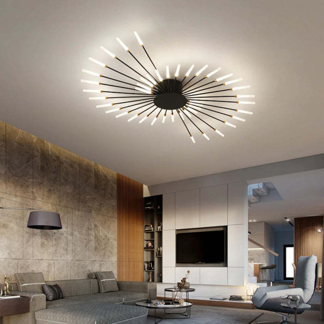 Dimmable gold LED ceiling light, sleek modern design for bright, energy-saving illumination.