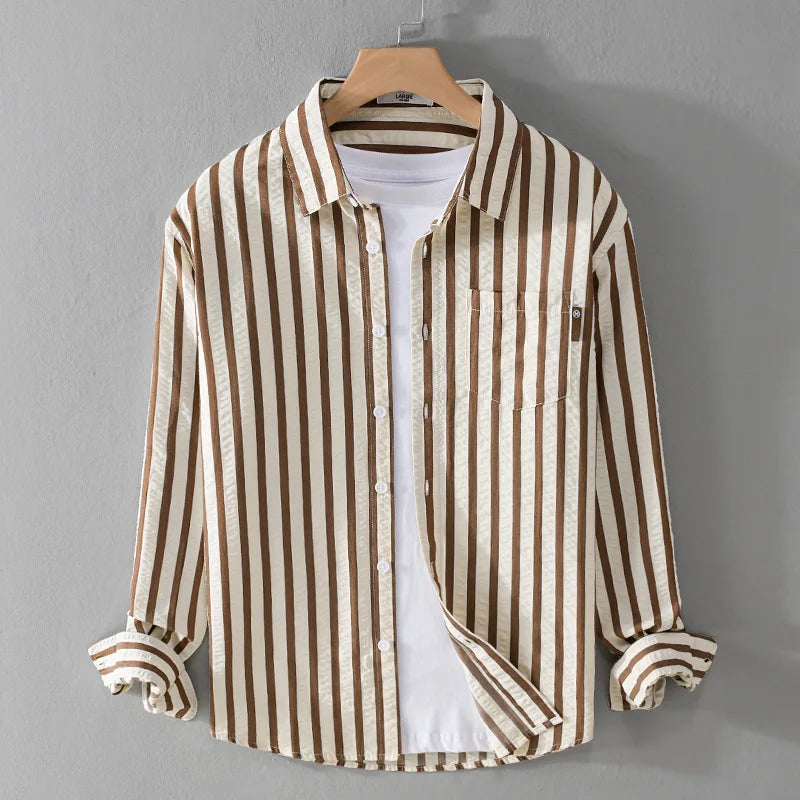 Stylish men's versatile long sleeve button-down shirt for any occasion, modern fit, great for everyday fashion.