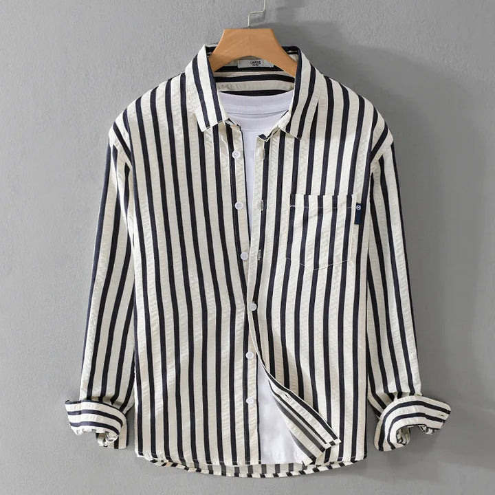 Button-down men's modern fit office shirt with long sleeves, ideal for formal attire or smart casual everyday fashion.