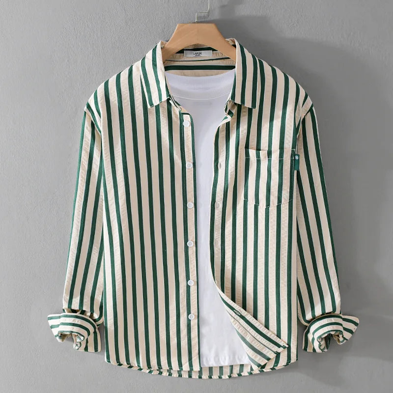 Fashionable men's modern fit long sleeve shirt, a versatile button-down top for casual wear or formal events.