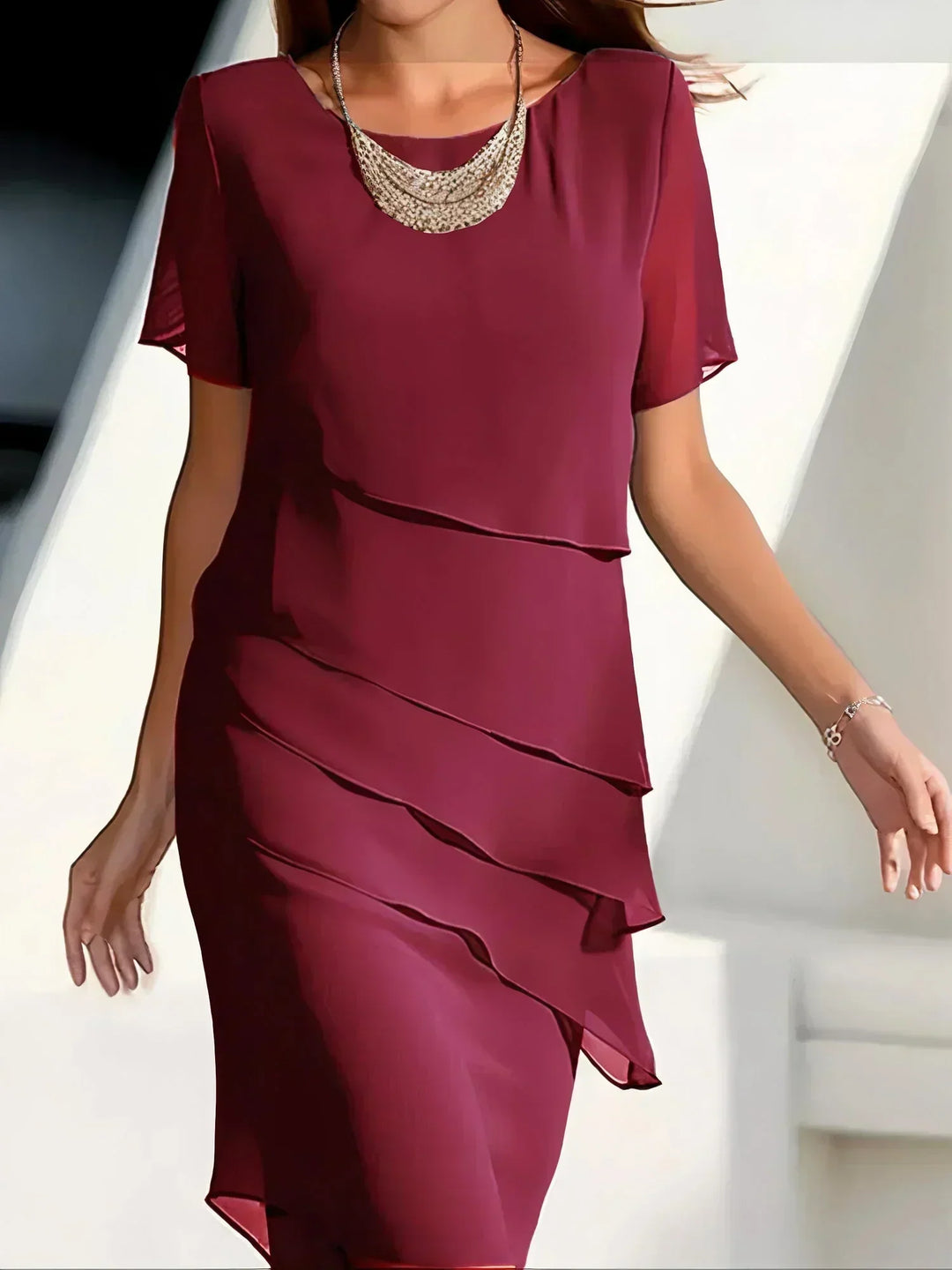 Chic Mona Dress designed to flatter your figure and offer tummy coverage.