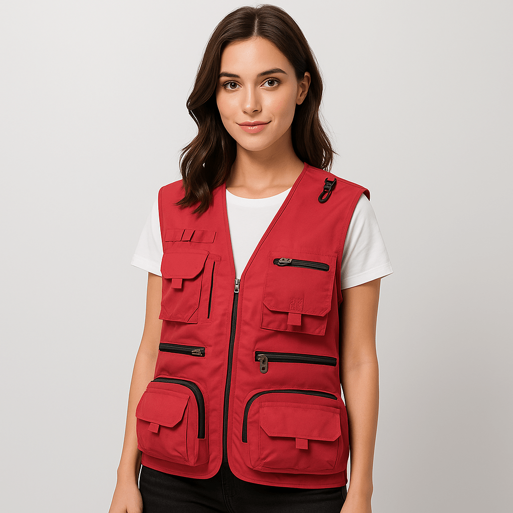 Lightweight multi-pocket women's summer vest for hiking & outdoor adventures.
