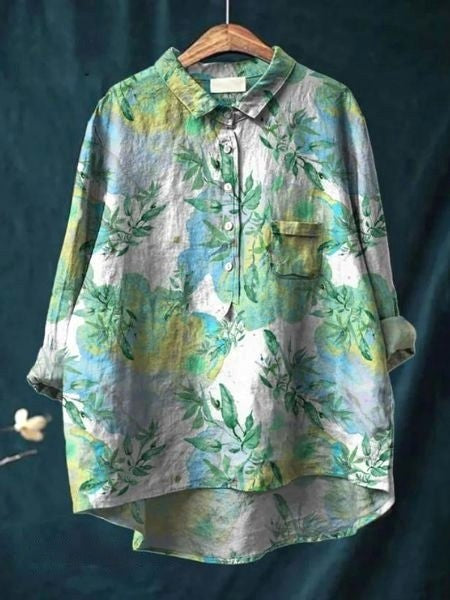 Women's casual short sleeve blouse with a lovely floral print, great for summer fashion.