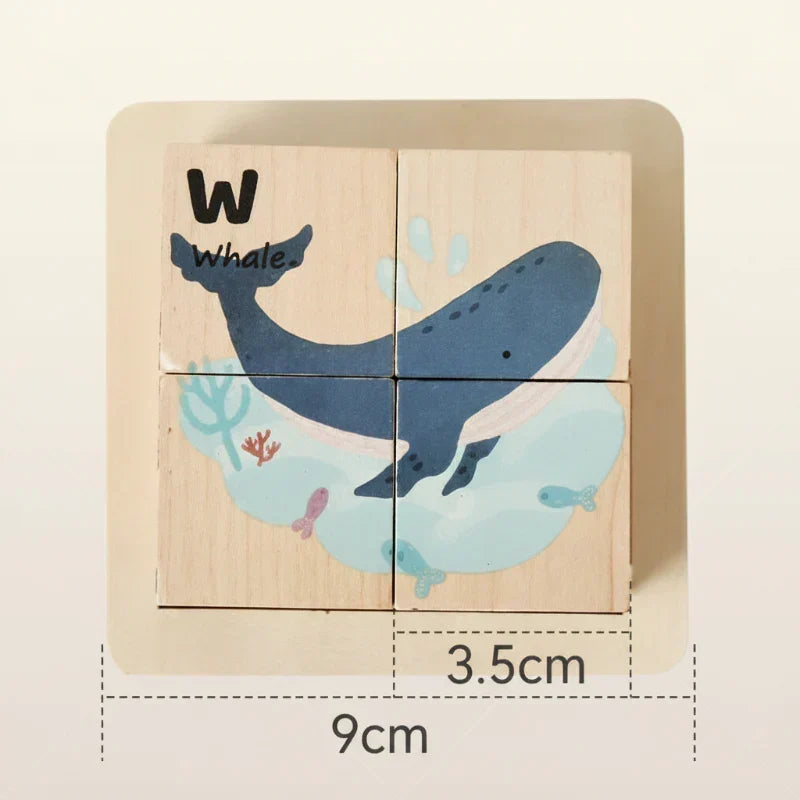 Toddler Montessori animal wooden puzzle, 6-in-1. Educational toy for fine motor skill development & early learning.