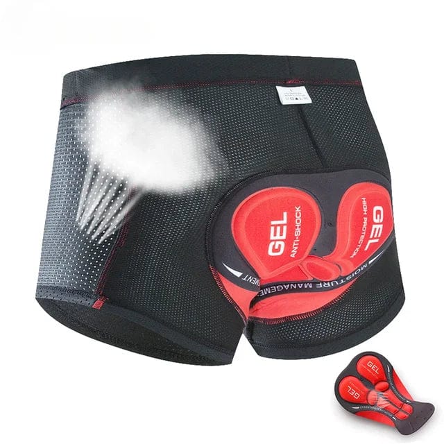 Men's riding gear: padded motorcycle shorts designed for comfort, reduced vibration, & protection.