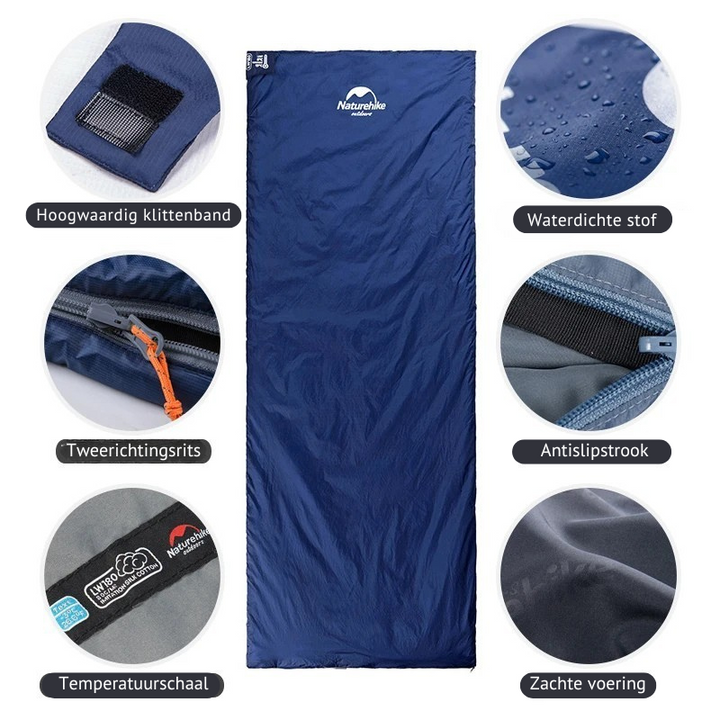 Compact green sleeping bag, perfect for camping trips. Lightweight, warm, and easy to pack.