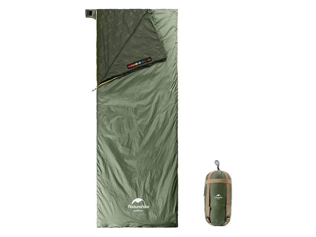 Durable green sleeping bag, compact & lightweight. Warm outdoor gear for all adventures.