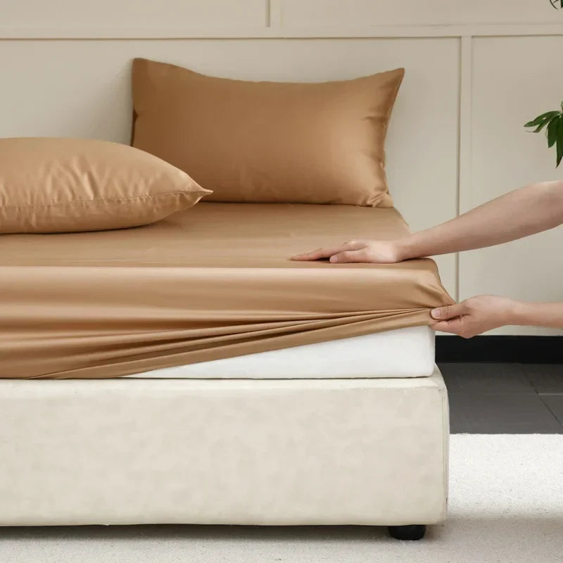 Natural fiber Mulberry silk bed sheet, breathable & hypoallergenic for a healthy sleep environment.