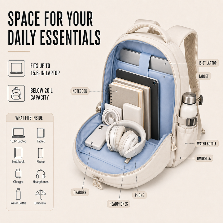 Essential water-resistant travel backpack for laptops, suitable for daily urban adventures.