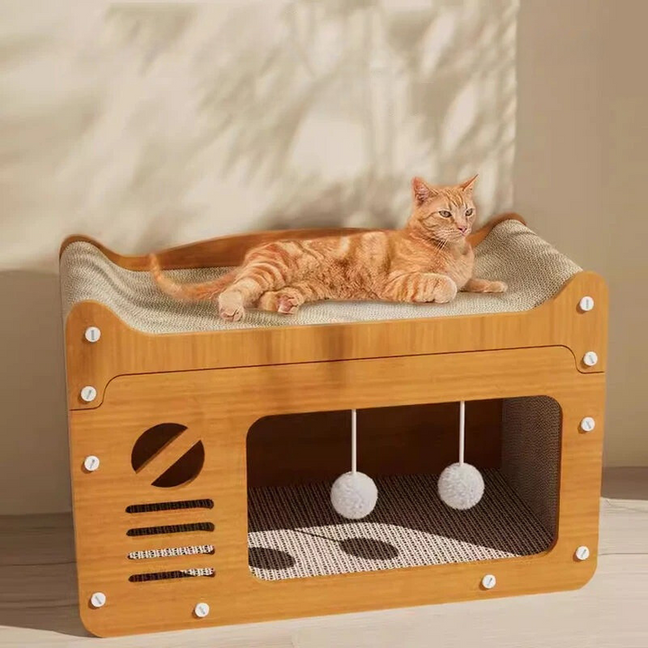 Luxury multi-level cat tower with sisal scratchers, plush perches, and interactive toys for feline play.