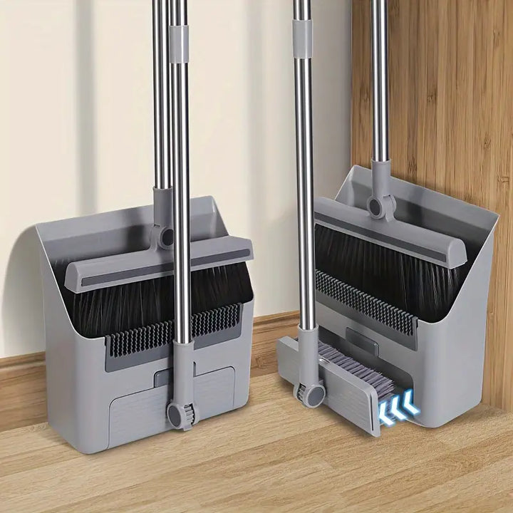 Versatile home cleaning combo: 3-in-1 broom set with ergonomic dustpan and floor brush.