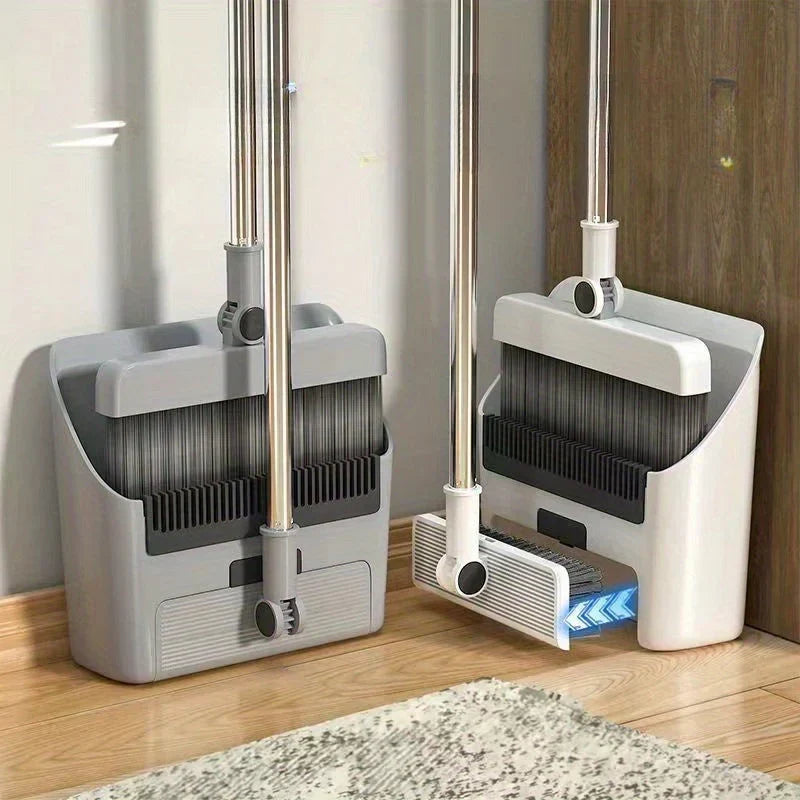 Convenient 3-in-1 broom set featuring an ergonomic, stand-up dustpan for quick home cleaning.