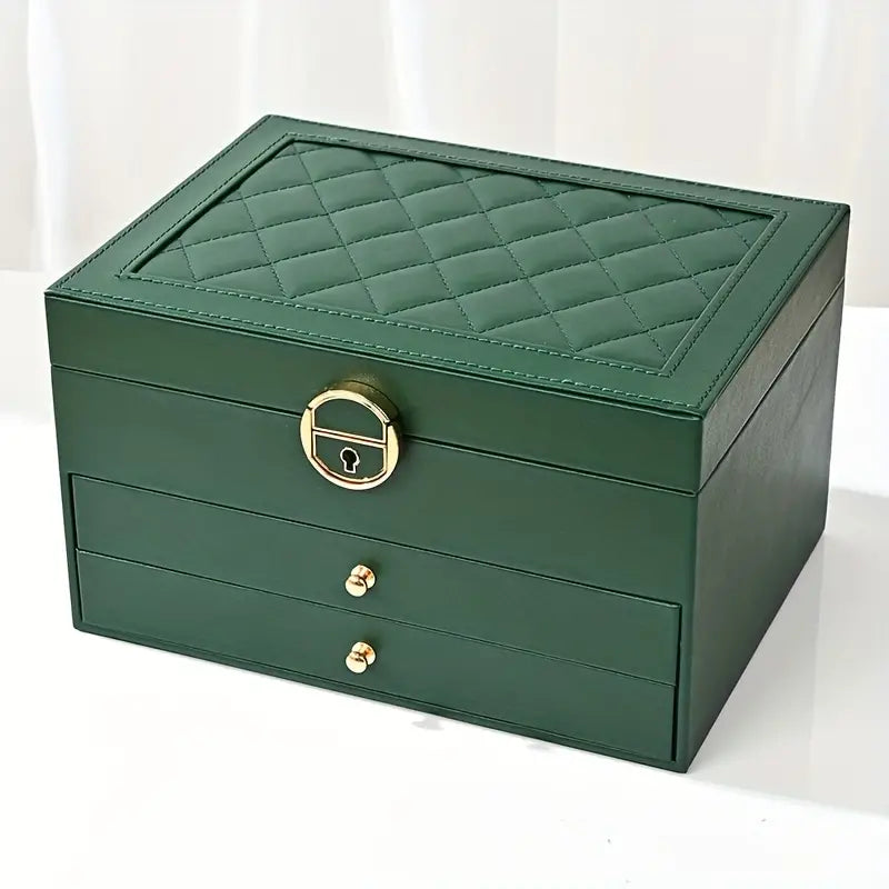 Multilayer leather jewelry box for women, elegant and stylish storage
