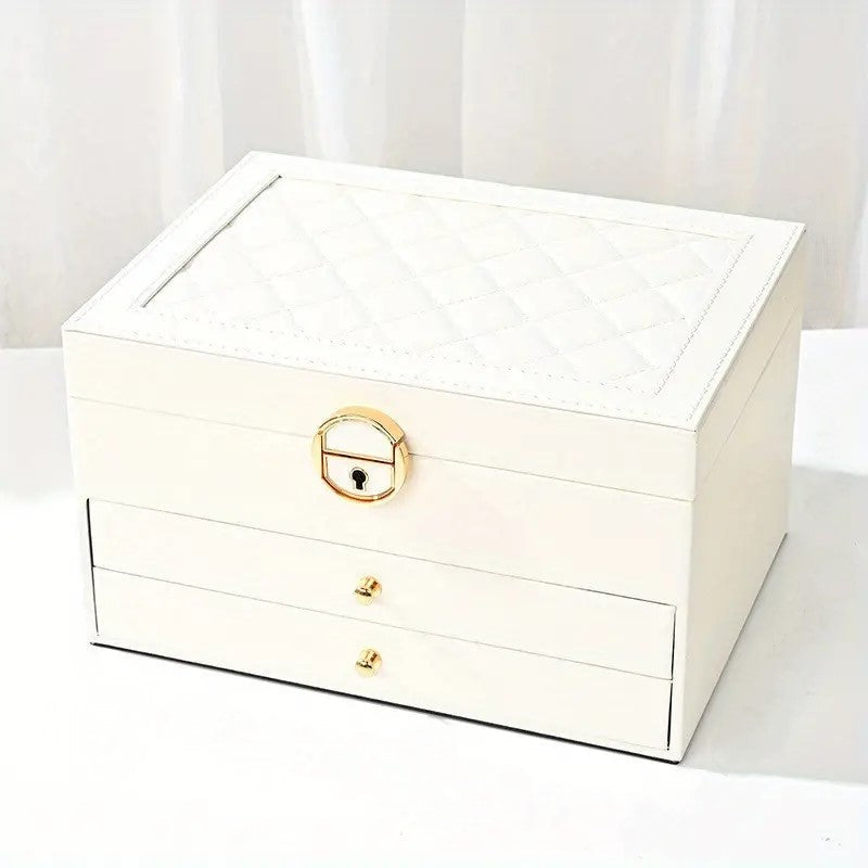 Stylish brown leather jewelry organizer with multiple compartments for rings