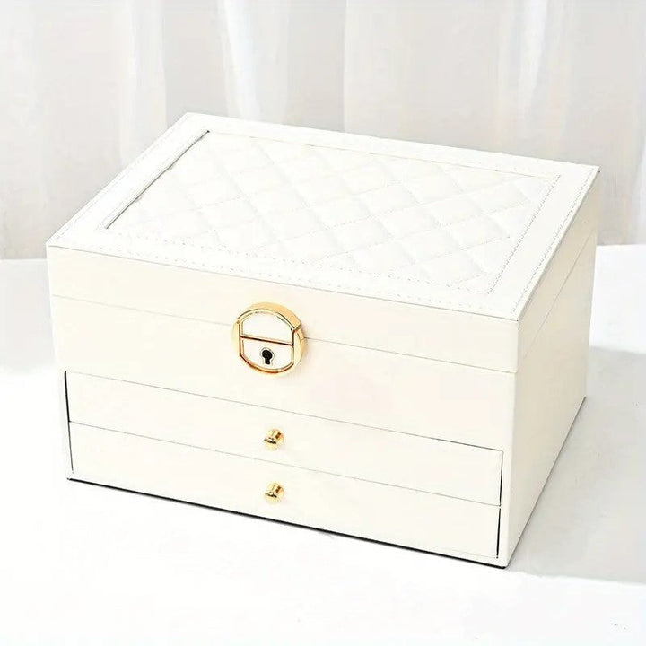 Stylish brown leather jewelry organizer with multiple compartments for rings