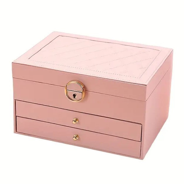 Women's decorative leather jewelry box, perfect for dresser top display