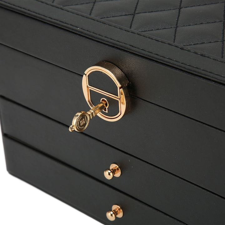 Compact multilayer leather jewelry box, great for travel and home use