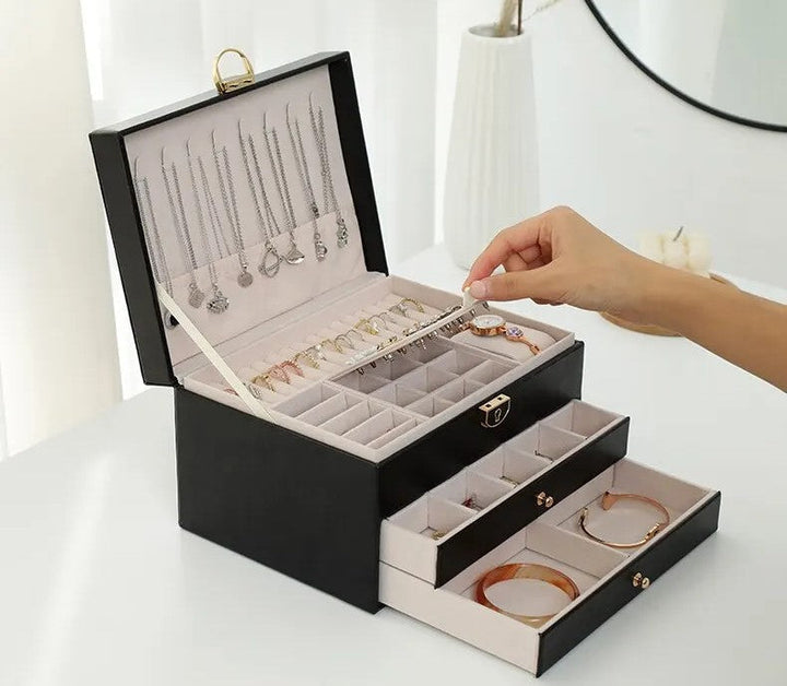 Gift for her: stylish multilayer leather jewelry organizer, beautifully crafted