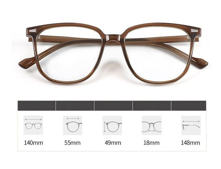 Nearsighted unisex prescription glasses, anti-blue light for screen time relief.