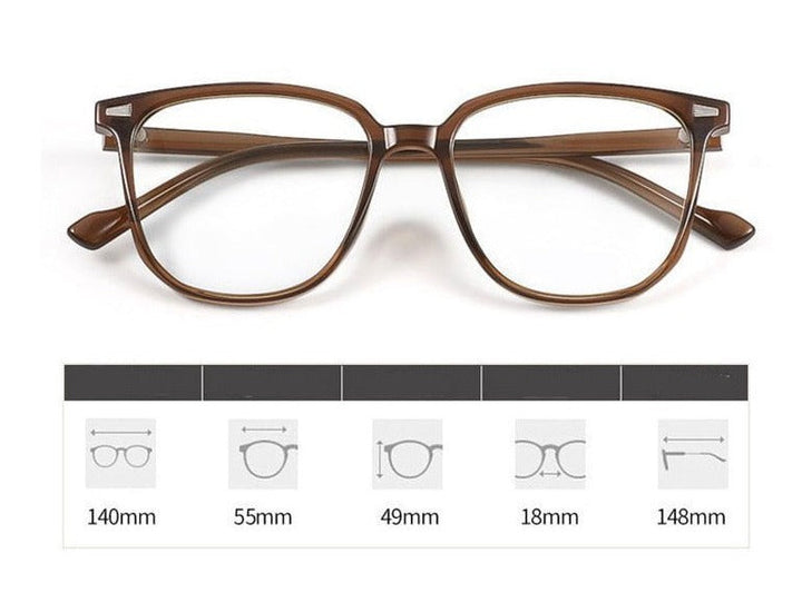 Nearsighted unisex prescription glasses, anti-blue light for screen time relief.